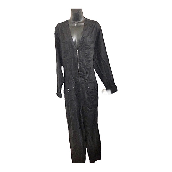 Free People Time for Me black lyocell overall jumpsuit size Medium new - Picture 10 of 16